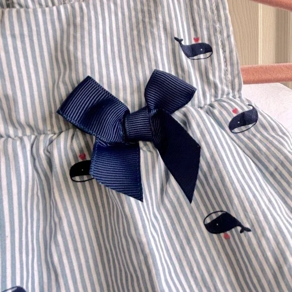 Carter’s Striped Baby Dress with Whale Print and Bow - Picture 3 of 6